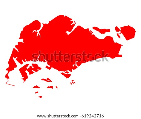 Singapore Map Red Color Stock Vector 610595213 - Shutterstock