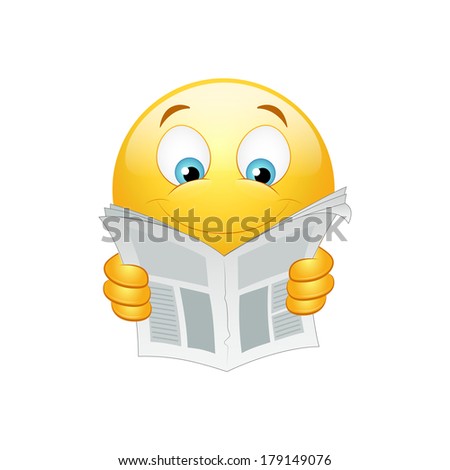 Emoticon Reading Newspaper Stock Vector 126209591 - Shutterstock