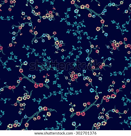 seamless Chinese floral pattern. ditsy flowers, stylized illustration, very gentle. Oriental, asian traditional style, trendy for fashion.