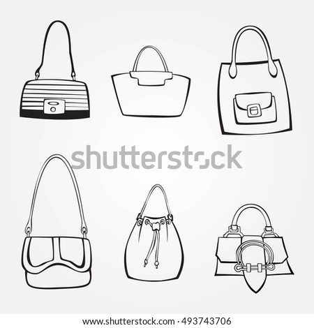 Set Outlines Ladies Fashion Handbagsline Handbags Stock Vector ...