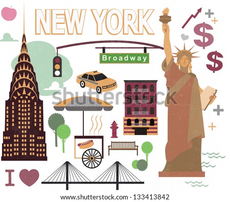 Cartoon Map New York City Stock Vector 195477299 - Shutterstock