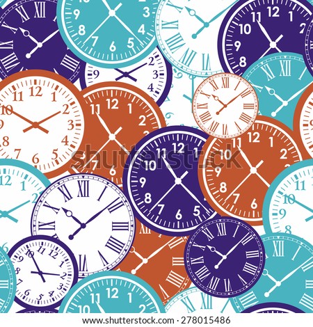 Vintage Seamless Pattern Clocks Keys Stock Vector 84215899 - Shutterstock