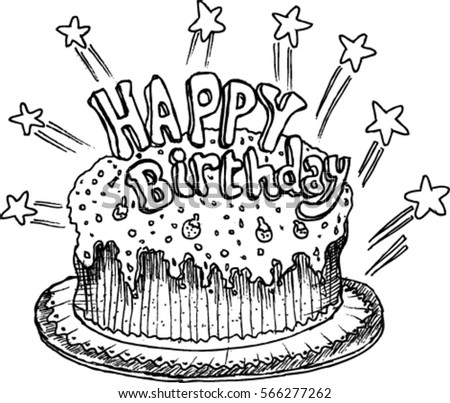 Happy Birthday Sketch Stock Vector 566277262 - Shutterstock