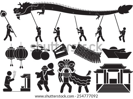 Chinese New Year icons - silhouette