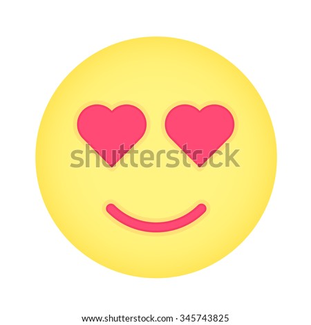 Flat Smile Love Emoticon Isolated Vector Stock 345743825 Illustration White
