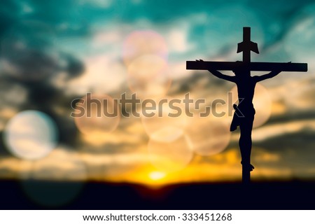 silhouette jesus christ on cross background の写真素材 今すぐ編集