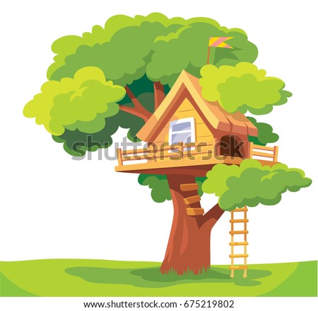 Tree House My Backyard Illustration Cartoon Stock Illustration 85990858 ...