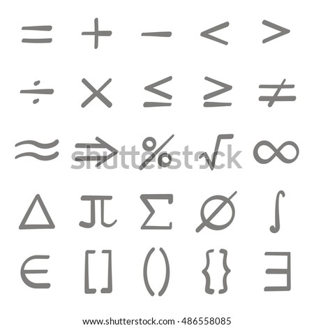 Set Monochrome Icons Mathematical Symbols Your Stock Vector 486558085 ...