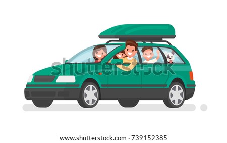 Download Happy Family Goes By Car On Stock Vector 739152385 ...