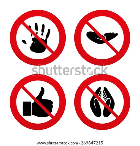 No Ban Stop Signs Hand Icons Stock Vector 269847215 - Shutterstock