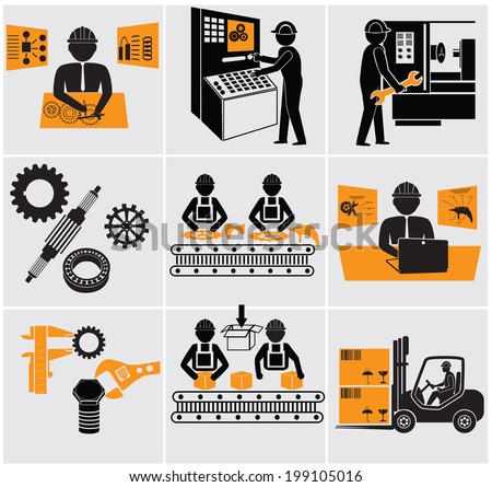 Engineering Workshop Industrial Operation Factory Workers Stock Vector ...