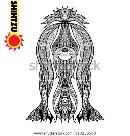 zentangle stylized shihtzu hand drawn dog doodle vector illustration sketch for tattoo or makhenda - Shih Tzu Coloring Pages zentangle stylized shihtzu hand drawn dog doodle vector illustration sketch for tattoo or makhenda - Shih Tzu Coloring Pages