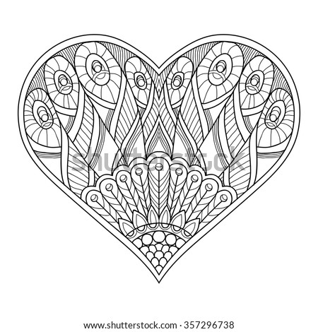 decorative love heart vector illustration coloring stock