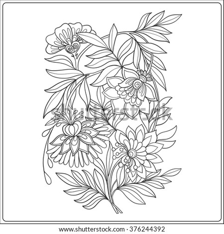 Download Vintage Rose Flower Engraving Calligraphic Victorian Stock Vector 302291003 - Shutterstock