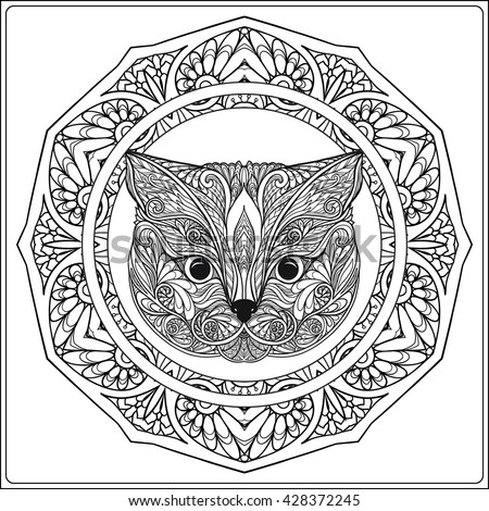 Decorative Cat Mandala Vector Illustration Adult Stock ...