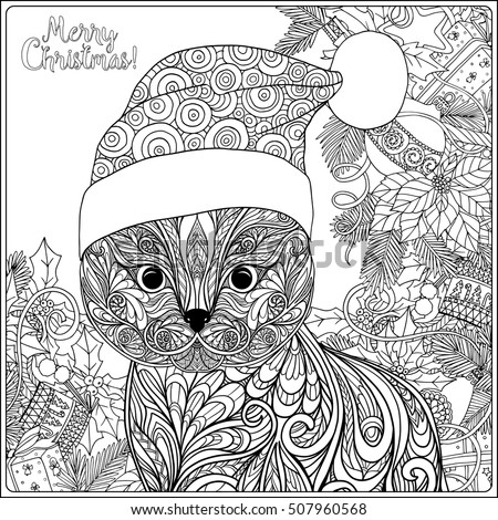 Download Decorative Patterned Cat Hat Santa Claus Stock Vector 507960568 - Shutterstock