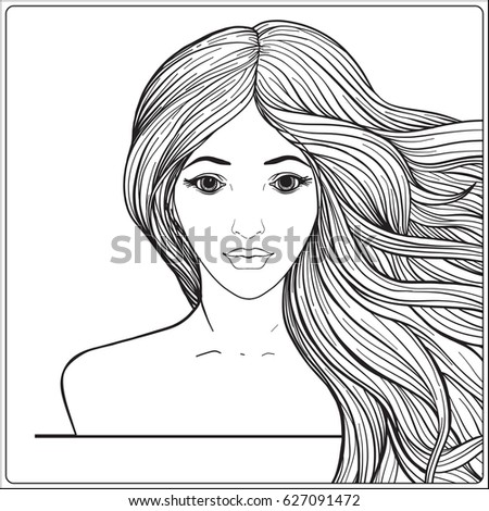 Eps Fashion Beautiful Woman Long Wavy Stock Vector 74377303 - Shutterstock