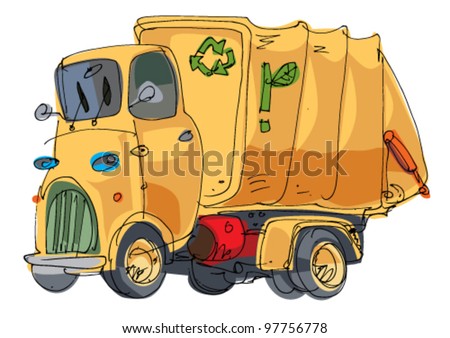 Garbage Truck Cartoon Stock Vector 97756778 - Shutterstock