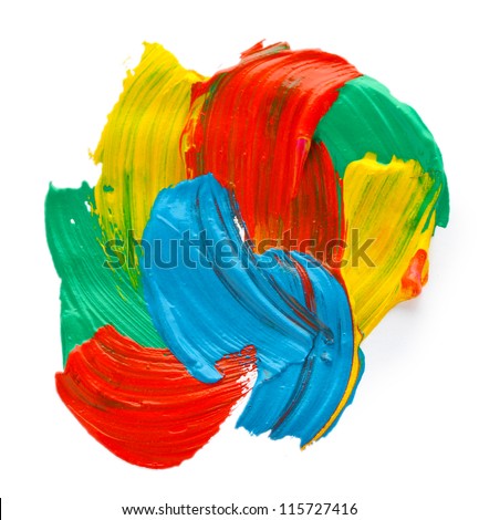 Abstract gouache paint, isolated on white