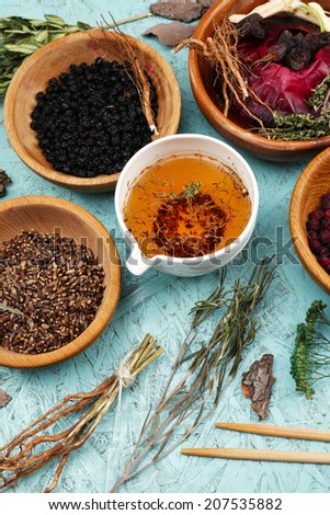 Traditional chinese herbal medicine ingredients, close-up