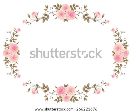 Floral Frame Pink Roses Isolated On Stock Vector 279380984 