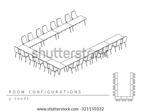 meeting room setup layout configuration u stock vector royalty free meeting room setup layout configuration u shape style perspective 3d with top view illustration outline