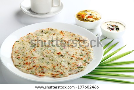 South Indian Dish Onion Uthappams - stock photo