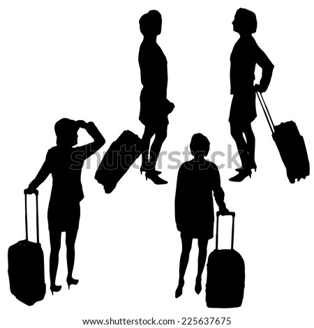 Vector Silhouette Woman Traveling Suitcase Stock Vector 225637675 ...