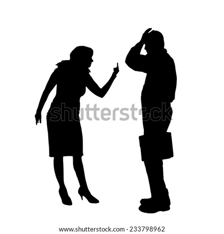 Silhouette Marriage Couple Going Fight Stencil Stock Vector 121215937 ...
