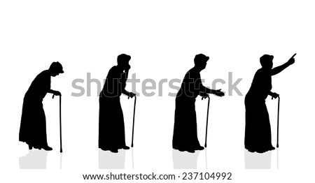 Stock-vector-vector-silhouette-of-old-woman-on-white-background ...