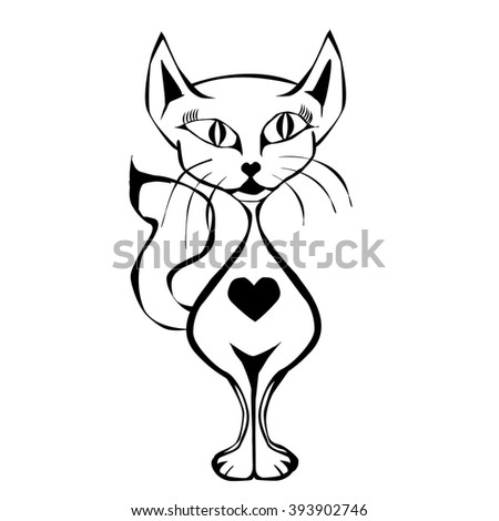 Handpainted Illustration Egyptian Cat Isolated Stock Illustration