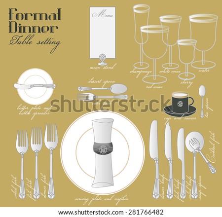 FORMAL DINNER TABLE SETTING Formal Dining Stock Vector (2018 ... FORMAL DINNER TABLE SETTING Formal Dining Stock Vector (2018 ...