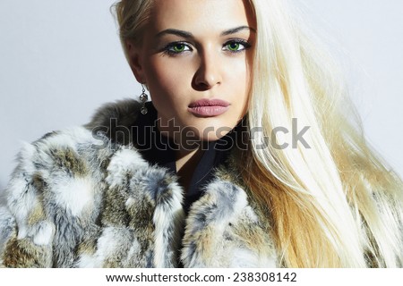 Similar situation. Beautiful blonde in fur coat was specially Beautiful blonde in fur coat