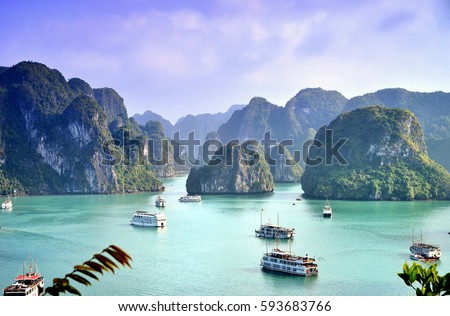 Karst landforms in the sea, the world natural heritage - halong bay