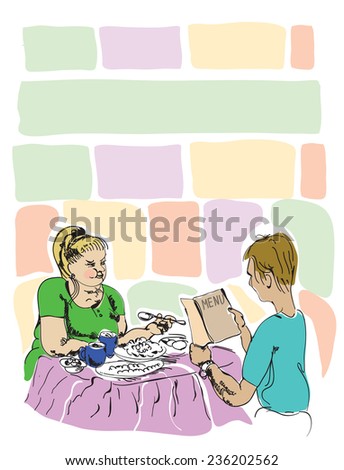 https://thumb9.shutterstock.com/display_pic_with_logo/1416322/236202562/stock-vector-couple-at-restaurant-fat-woman-eating-a-lot-while-a-slim-man-reading-a-menu-book-hand-drawn-236202562.jpg