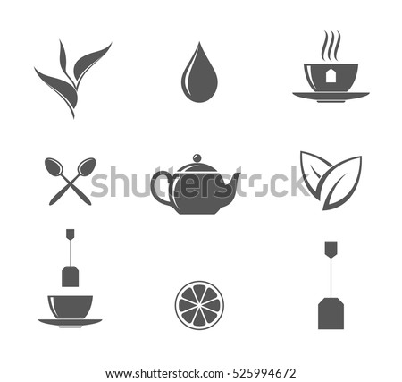Tea Icon Set Black Tea On Stock Vector (Royalty Free) 525994672