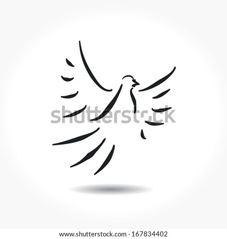 Raster Set Flying Doves Black Outlines Stock Illustration 100831093 ...