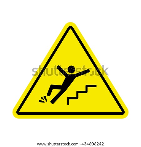 Warning Falling Off Stairs Sign Stock Vector 126294821 - Shutterstock