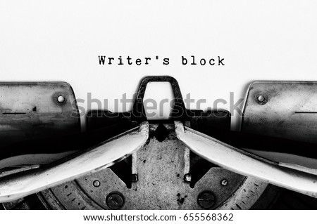 Writer's block text typed on vintage typewriter
