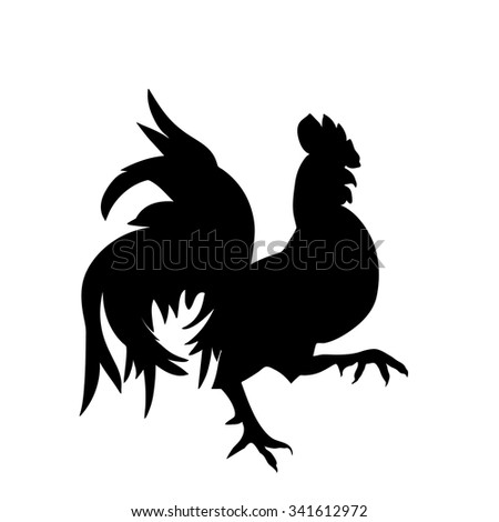 Silhouette Cock On Blue Watercolor Background Stock Vector 355492169 ...