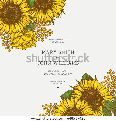 Download Sunflower Vintage Wedding Invitation Sunflowers Card Stock ...