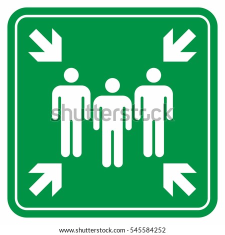 Emergency Evacuation Assembly Point Sign Gathering Stock Vector