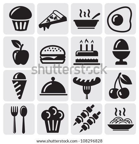 Food Icons Stock Vector 108296828 - Shutterstock