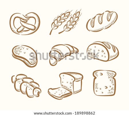 Vector Hand Drawn Bread On White Stock Vector 217828723 - Shutterstock