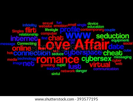 Love Affair Word Cloud Concept On Black Background Love Affair Word Cloud Concept On Black Background