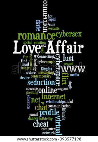 Love Affair Word Cloud Concept On Black Background Love Affair Word Cloud Concept On Black Background