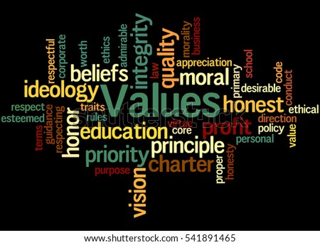 Values Word Cloud Concept On Black Stock Illustration 541891465 ...