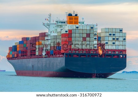 Container Cargo Ship Carrying The Tenor In Sea Container Cargo Ship Carrying The Tenor In Sea