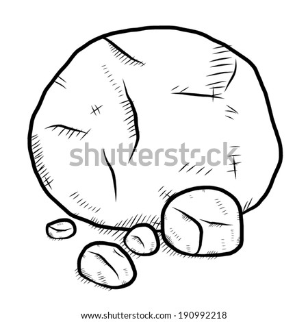 Rock Cartoon Vector Illustration Black White Stock Vector 190992218 ...