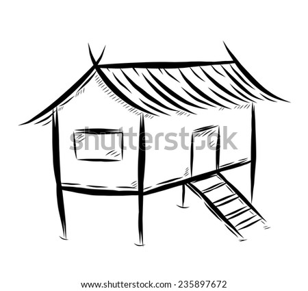 Thai Traditional House Cartoon Vector Illustration Stock 